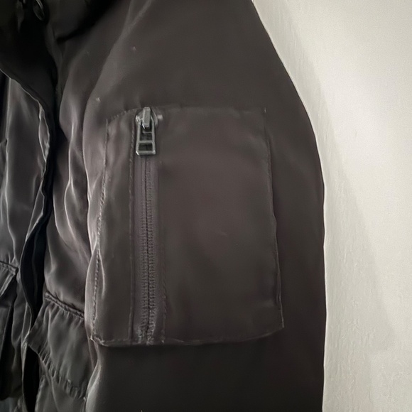 Roots duck down & feather filled bomber jacket with hood black size XS - Picture 4 of 15